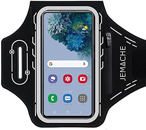 JEMACHE Fascia Da Braccio Portacellulare per Samsung Galaxy S22 Plus, S21 Plus, S20 Plus, S22 Ultra, S21 Ultra, S21 FE, Note 20 Ultra, Palestra Esercizi Porta Telefono Cellulare da Corsa (Nero)