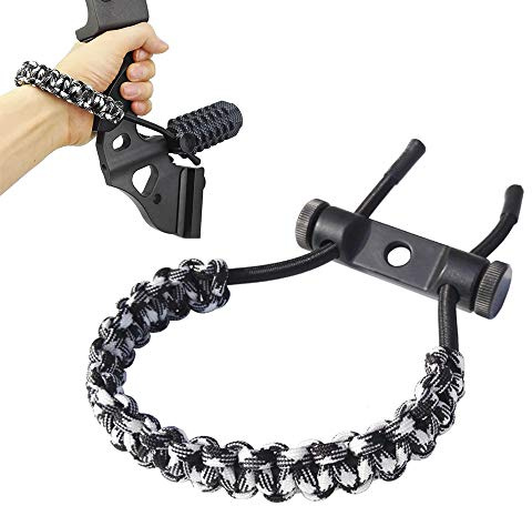 AMEYXGS Sangle de Poignet pour Tir à l'arc Élingue de Poignet d'arc Composé Réglable pour Arc Classique Arc à Poulies Accessoires de Chasse (Noir Blanc)