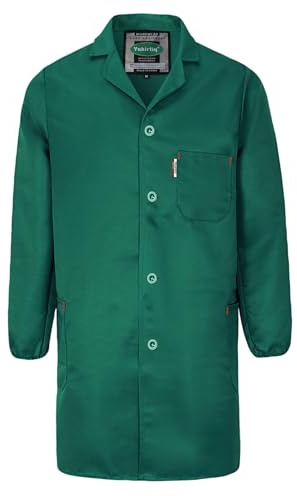 Yukirtiq Camice da Laboratorio Uomo Camice Uniformi da Lavoro Meccanico Abbigliamento da Lavoro Maniche Lunghe Blu da Lavoro con Bottoni, Verde, L