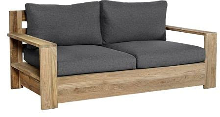 OUTLIV. Castello Loungesofa Teak/Olefin, gemütliches Zwei-Sitzer Sofa in dunkelgrau, der Blickfang in Ihrem Garten
