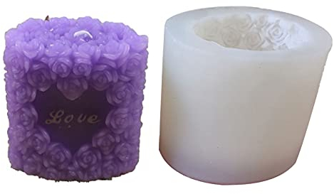 3D Silikonform Kerzenform DIY Silikon Kerzen Gießform Rose Love Wedding Art Kerzengießform DIY Kerzenherstellung Form für die Herstellung von Kerzen, Aromasteinen, Schokolade