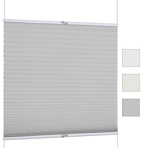 iomangio Plissee ohne Bohren - Plissee lichtdurchlässig 70cm x 130cm Grau als Sicht- und Sonnenschutz - Klemmfix Fenster Plissees innen ohne Bohren – einfache Montage inkl. Zubehör