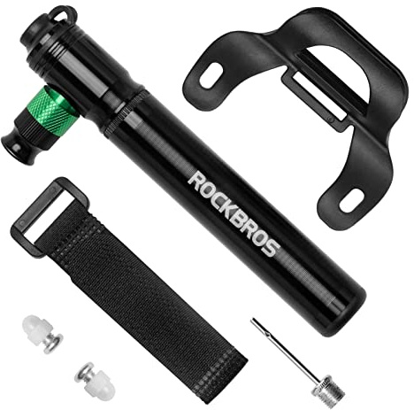 ROCKBROS Cykelpump aluminium minipump 110 PSI högtrycksluftpump passar Presta- och Schrader-ventiler – med en CO2-patron
