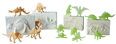 Simba 104342552 - Set di scavi a Forma di Dinosauro, 4 scheletri da Scavare, 2 x con Effetto Glow in The Dark Effetto, 6-8 cm, con Attrezzi, a Partire dai 3 Anni in su