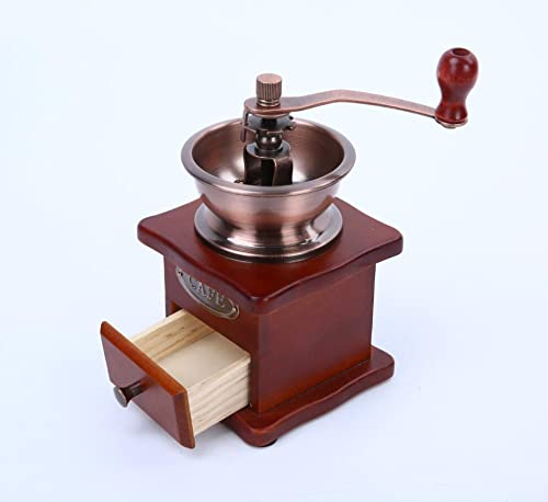 MARMODAY Manuelle Kaffeemühle, Vintage Stil Holz Hand Grinder Hand Kaffeemühle, Antik Gusseisen Roller Grinder Mühle für Kaffeebohnen, Gewürze, Pfeffer, Getreide