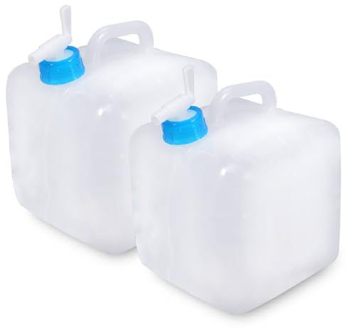 BEWBBAT 2 Pack Foldable Water Container with Spigot, 5.3/2.6 Gallon Portable Water Container, Camping Water Storage Jug Tank for Outdoor Sports Camping Hiking Emergency