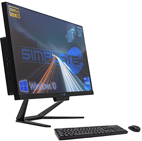SIMPLETEK PC All in One 24” TouchScreen Full HD Core i5 Fino a 3.20GHz | Windows 10 Pro 16GB RAM SSD 480GB | Webcam integrata WiFi5 Bluetooth 4.2 Desktop Computer Fisso Aio