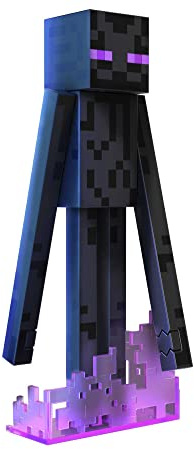 MINECRAFT Diamond Level Enderman Figur - 14 cm Sammelfigur mit beweglichen Gelenken, Diamond Level Zubehör, beflocktem Grasblock, für Erwachsene in der Minecraft Community, HLN40