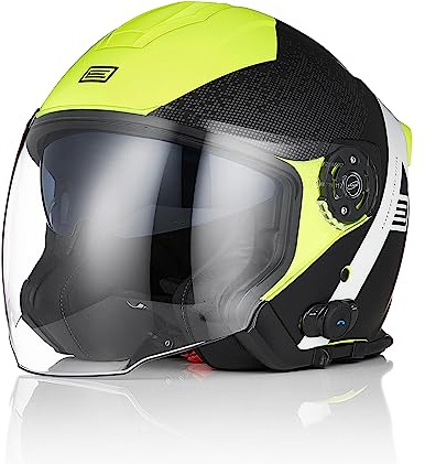 ORIGINE Casco Moto Jet Bluetooth Casco Scooter con Doppia Visiera Omologato ECE 22-06