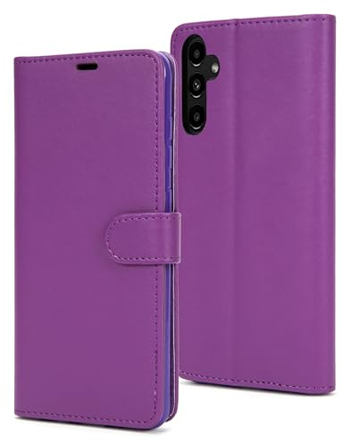AMAZE!UK A14 case Compatible With Samsung Galaxy A14 Phone Case Leather Flip Protective Wallet Style Kickstand Magnetic Schockproof Cover Purple