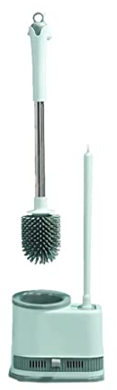 Escobilla Baño Escobilla WC Escobilla De Inodoro De Silicona Base Desmontable Escobilla De Inodoro De Piso A Techo Y Soporte Para Almacenamiento En El Baño Escobillero Baño Cepillo WC ( Color : Grün )