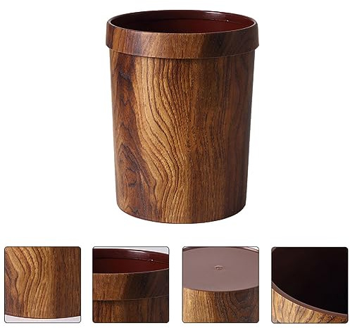 Alipis Wood Trash Can Wastebasket Japanese Style Garbage Container Bin Open Top Round Waste Bin for Under Desk Kitchen Bedroom Den Hotel Room
