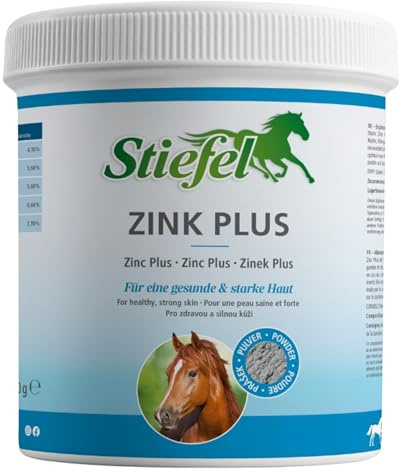 RL24 Stiefel - Zink Plus Pulver – 1 x 900 g Dose | Zink für Pferde für Haut, Fell, Huf & Immunsystem – Fellwechselhelfer mit Selen, Eisen, Kupfer & Mangan