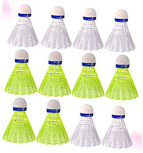 Supvox 12stücke Teiliges Nylon Badminton Federbälle Für Sportbedarf Und Fitnessübungen Für Schüler Und Jugendliche Gelb Weiß