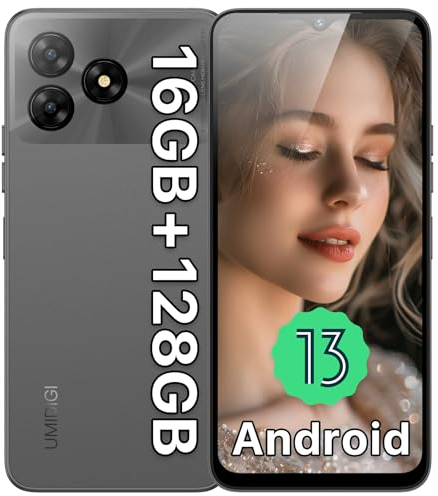 UMIDIGI Telefoni Cellulari 16GB +128GB/1TB, 50MP Camere Smartphone, 6,6 HD+Schermo Telefonos, Dual SIM 4G Cellulare Android, 5000mAh, Octa-Core, Impronta Digitale/Face ID/OTG/GPS, Grigio