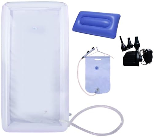 QIANMEI badewanne faltbar Aufblasbares PVC-Duschbadewannensystem, Badewannenset for Bettlägerige, Behinderte Ältere Menschen In Der Schwangerschaft, Mit 2,1-Gallonen-Wasserbeutel Am Nachttisch