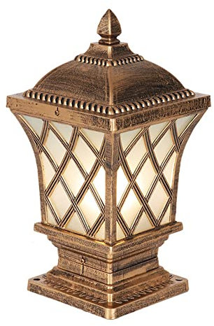 CWVYKNP Moderni Pilastri per Patio Neri, Lampada A Colonna per Prato, Griglia Nera, Pilastro in Alluminio Pressofuso, Apparecchio di Illuminazione per Tutta La Notte per 4x4, 5x5, 6x6