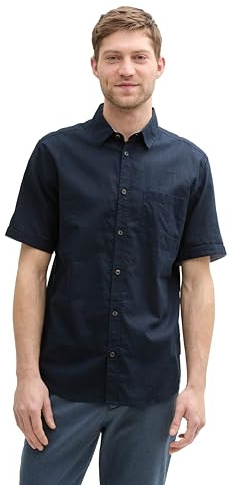 Tom Tailor Regular Fit Kurzarmhemd mit Karomuster, Blue Multicol Check, L