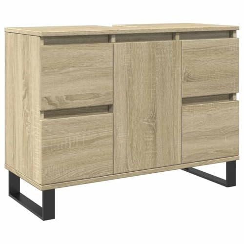 vidaXL Badrumsskåp sonoma-ek 80x33x60 cm konstruerat trä, badrumsförvaringsskåp, badskåp, tvättrumsskåp, toalettförvaringsskåp, badrumsskåp