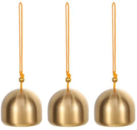 PATIKIL Petit Lot de Cloches Suspendues, 2 Pièces de Cloches Chinoises Feng Shui Porte-Bonheur Carillon Éolien pour la Décoration de la Maison, Fenêtre, Jardin, Pendentif Doré-Jaune | Cloches Chinoises Feng Shui Porte-Bonheur Carillon Éolien, pour la Décoration de la Maison Fenêtre Jardin