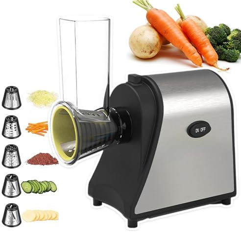 pedenencelia Electric Cheese Grater,250w Electric Slicer Shredder Salad Maker,With 5 Blades For Home Kitchen Use, Electric Salad Machine Vegetable Cutter