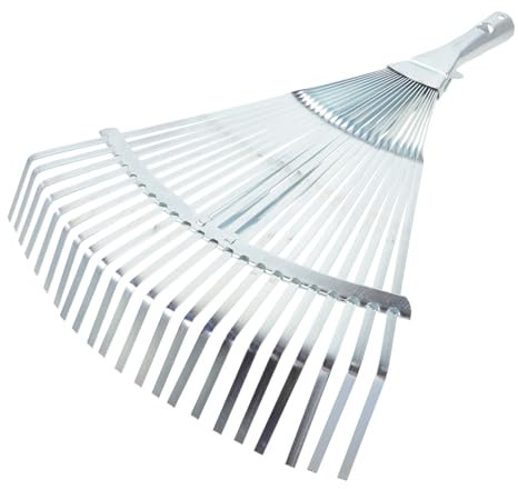 jojofuny Râteau à Feuilles en Métal Robuste Tête Réglable 29-46cm, Acier à Haute Teneur en Carbone, pour Jardin et Cour