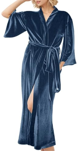 Robes en velours MAYILNSIN pour femmes, peignoir de bain, robe de mariée, robe de chambre, vêtements d'intérieur, pour dames, pyjama, longueur complète, dames, pelucheux, grande taille, Gris bleu., M