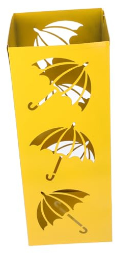 Warmhm Umbrella Storage Bin and Cane Holder Stand, Large Capacity Yellow Iron round Umbrella Rack with Nonslip Pad and Easy to Clean Feature, for Home and Hotel Lobby Use