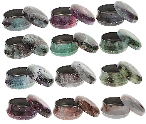 DIYEAH 12pcs Retro Style Candle Making Kit Round Tins Jars for DIY Scented Candles for Jewelry Beauty Crafts