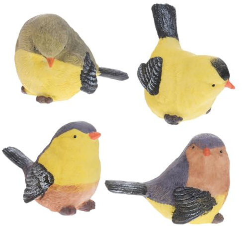 FONDOTIN 4stücke Resin Vögel Skulpturen Dekorationsornamente Für Mini Garten Und Büro Lustige Vogelfiguren Für Tischdeko Und Gartenverschönerung Langlebig Und Farbenfroh