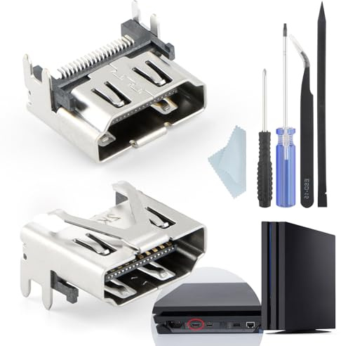 RongZy 2 Pezzi Porta HDMI per PS4 Slim Sostituzione Connettore Interfaccia Presa HDMI per PS4 PRO Consolle Accessori Parti di Riparazione con Strumenti(XX)