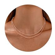 ORAZIO Layered Necklaces for Women Rose Gold Plated 925 Sterling Silver Necklace Beaded Choker Women Necklace Layered Chains for Women Jewellery Rose Gold