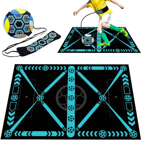 Lafisun Tapis Entrainement Foot Antidérapant, 90 x 60 cm Tapis de Foot, Tapis d'entraînement Foot avec Football Kick, Tapis de Dribble Football pour les Amateurs et Enfant de Football(Bleu)