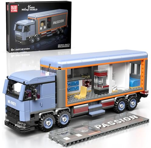Mould King 24071 Klemmbausteine LKW Modellbausatz Bausteine Container LKW Wohnmobil Bausatz MOC Sammelmodell Geschenke für Erwachsene (615 Teile)