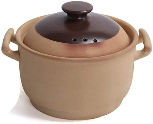 SUNMME Traditional Unglazed Ceramic Casserole Heat Resistant Slow Cooker Clay Pot Non-stick Healthy D 2.3l (k 5.3qt/5l)