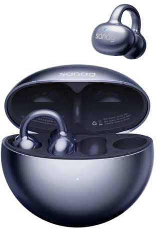 SANAG S6S Cuffie Open Ear, Auricolari Clip Aperta Bluetooth Wireless con IPX4 Impermeabile, Cancellazione del Rumore Chiamate, Design OWS, Impostazioni EQ, 38 Ore Riproduzione per Sport Corsa, Blu
