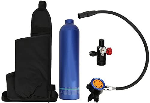 plplaaoo Tauchluft-Tank DEDEPU 1L Blauer Aluminium-Sauerstoff-Zylinder mit Metall-Sekundär atmungs ventil für Tauch anfänger Unterwasser-Atemgerät Luftfahrt-Aluminium Material