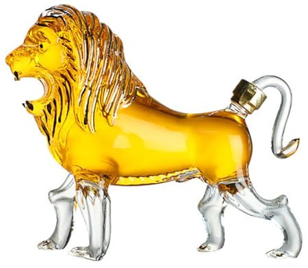 Carafe à décanter en verre en forme de lion, fabriquée à la main, convient pour bouteille de whisky, vin ou spiritueux, 750 ml