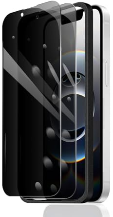 Fylnatc 2×Privacy Screen Protector for iPhone 16e/13/13 Pro/14 + 1×Installation Frame, Anti-Spy Tempered Glass Film, 9H Hardness Easy Installation Impact-Private Protection