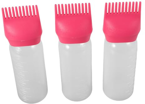 FOMIYES 3 Piezas Botella de Tinte Cabello Aplicador Peine para Raíces para Uso Salón y Hogar Dispensador de Aceite Cabello y Aplicador Fácil de Tinte