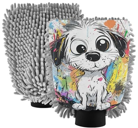 Guanto da bagno in microfibra per cani, confezione da 2 guanti per lavaggio auto, antigraffio, per la pulizia dell'auto