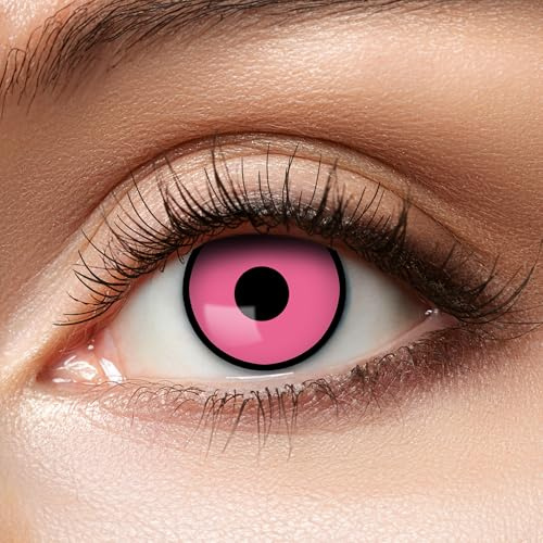 Zoelibat farbige Kontaktlinsen pink ohne Stärke, Manson, 1 Paar Linsen für 3 Monate, weiche Monatslinsen für Halloween, Karneval und Fasching