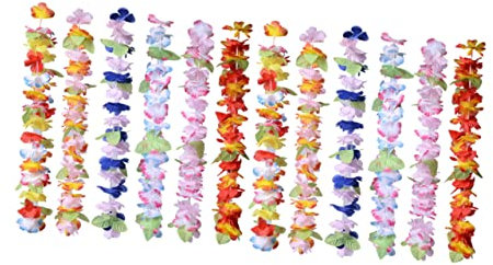 Ciieeo 12pezzi Ghirlande Fiori Hawaiane Decorative Per Feste in Spiaggia Ghirlande Colorate Per Adulti Accessorio Per Costume Luau