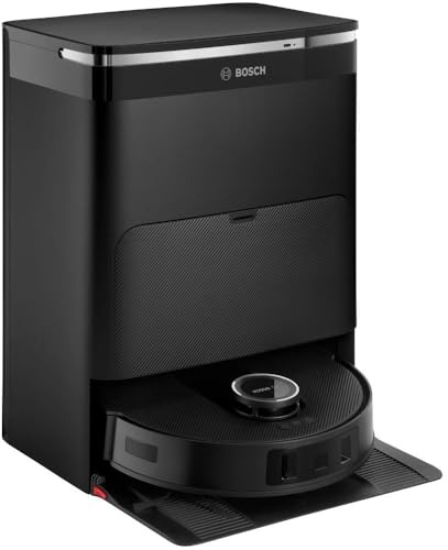 Bosch - Robot Aspirador Spotless MAX, aspira y friega, Potencia 11.000 Pa, Almohadillas giratorias, estación Seca-húmeda, Visión Inteligente luz estructurada, Bosch Home Connect App, Negro, BCRDW3B