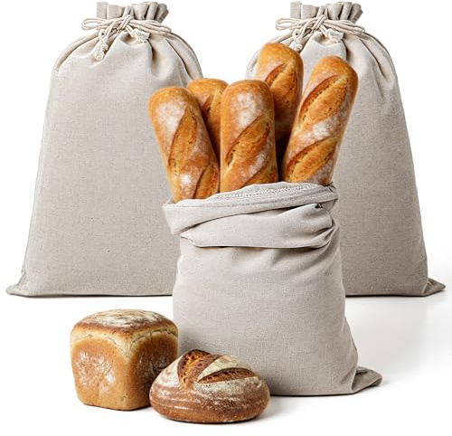 Ouligay Bread Bags for Homemade Bread, Bread Bag, Linen Drawstring Sourdough Bags for Homemade Bread Storage, Eco-Friendly & Durable, 2 Pack, 15.75 X 11.81
