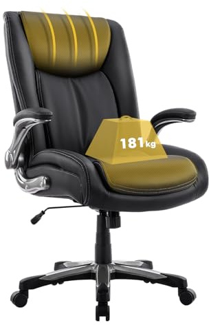 COLAMY Big and Tall Office Chair 400lbs, Large Heavy Duty High Back Executive Computer Chair, Desk Chair for Home Office with Flip-up Arms Wide Thick Seat(Black)