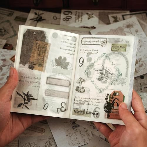 EHOENTROPY Set di adesivi per scrapbooking, 40 fogli di carta washi per scrapbooking, biglietti di auguri fai da te, diario, laptop, confezione regalo