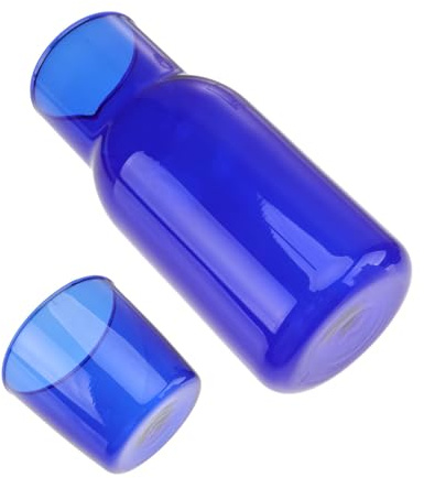 DIYEAH Juego de Tazas y Jarra de Vidrio Borosilicato Azul Claro, Botella para Agua y Café, Set Portátil para Viajes y Uso Familiar, Capacidad 1 Litro