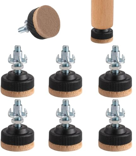 6 Stück Verstellbare Möbelfüße Stellfüße,30mm Justierschraube mit Einschlagmuttern,Verstellbare Möbelfüße Set,Filzgleiter für Stühle mit Gewinde M6,für Schrank Stuhl Couchtisch TV-Schränke Schubladen