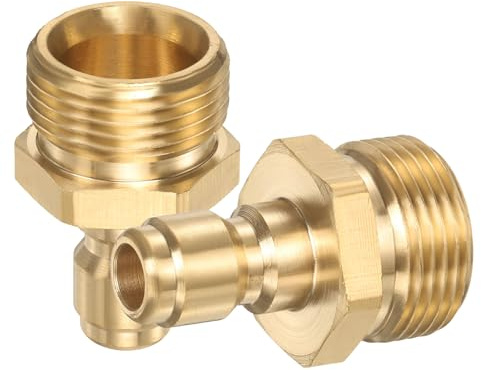 sourcing map 2Pcs Pressure Washer Adapter, 1/4 Male Quick Plug to M22 15mm Male Quick Connect Fittings Brass Swivel Adapter for Pressure Power Washers Hose
